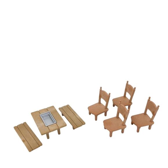 Sylvanian Families Calico Critters Furniture Lot Chairs Barbecue Picnic Table - Picture 2 of 4